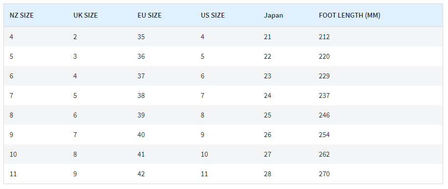 Shoe Size Guide